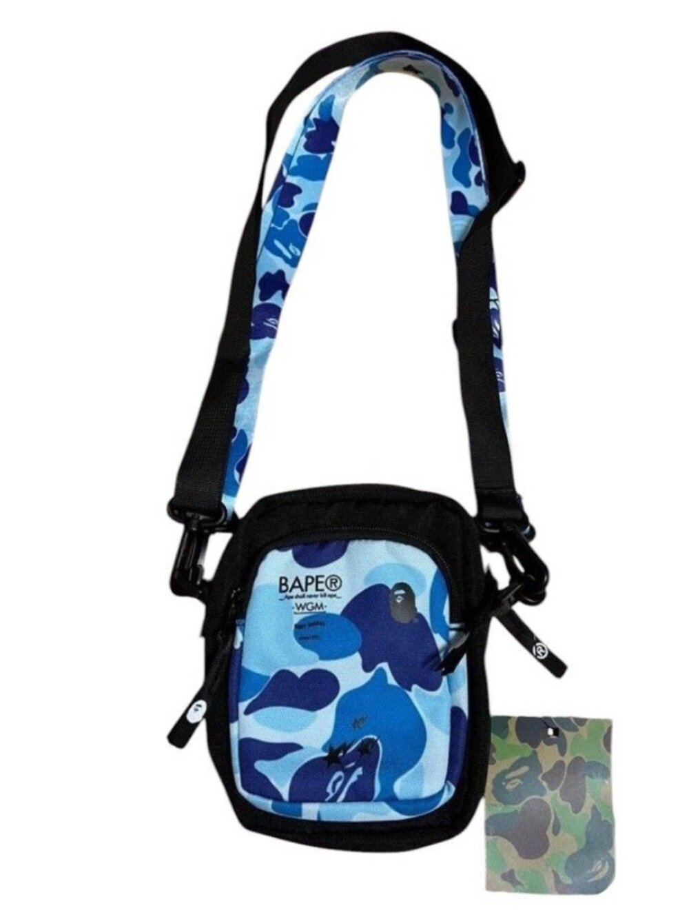 BAPE A BATHING APE Blue Camouflage Shoulder Bag Streetwear Unisex NWT